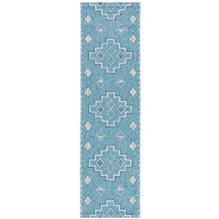 Safavieh 2 ft. x 3 ft. 7 in. Courtyard Rectangle Power Loomed Area Rug Aqua & Grey CY8533-37121-2